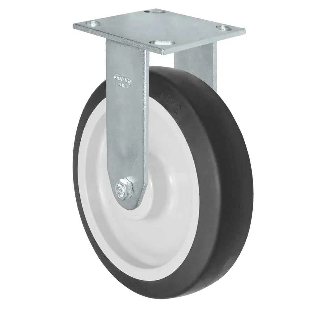 Durastar Medium Heavy Duty 34 Series - 8" x 2" Thermoplastic Rubber Rigid Caster - 600 lb Capacity, & 4" x 4-1/2" Top Plate -  | CasterHQ