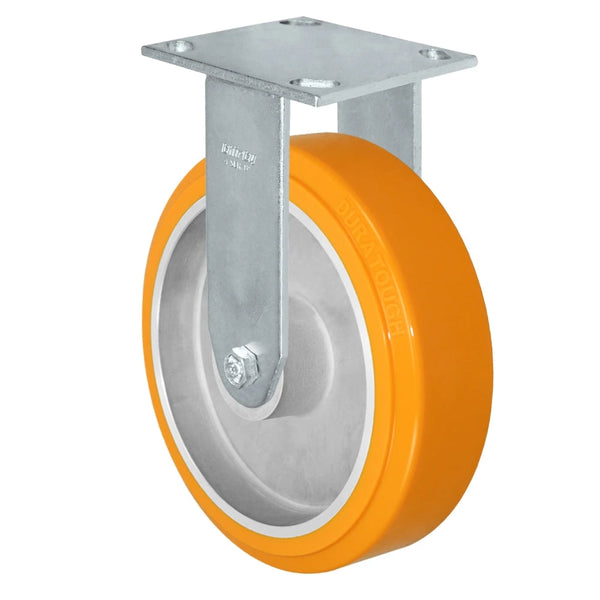Durastar Medium Heavy Duty 34 Series - 8" x 2" Sirius Heavy Duty Polyurethane on Aluminum Rigid Caster - 1250 lb Capacity, & 4" x 4-1/2" Top Plate Durastar