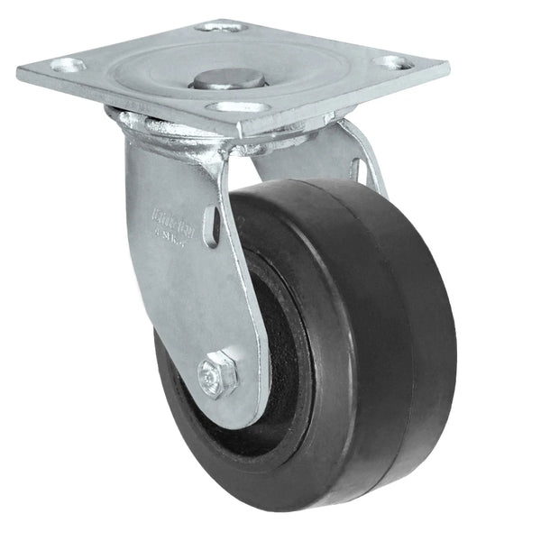 Durastar Medium Heavy Duty 34 Series - 4" x 2" Rubber on Steel Swivel Caster - 400 lb Capacity, & 4" x 4-1/2" Top Plate Durastar