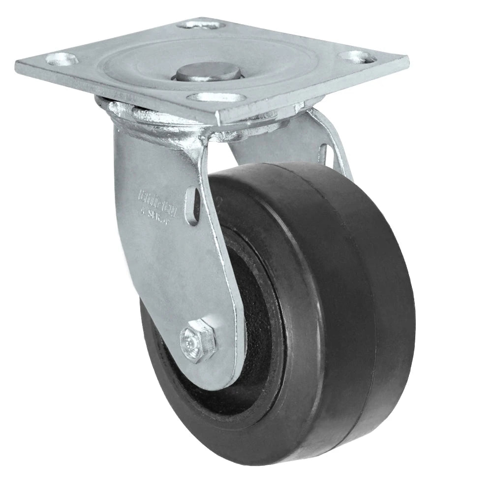 Durastar Medium Heavy Duty 34 Series - 4" x 2" Rubber on Steel Swivel Caster - 400 lb Capacity, & 4" x 4-1/2" Top Plate Durastar