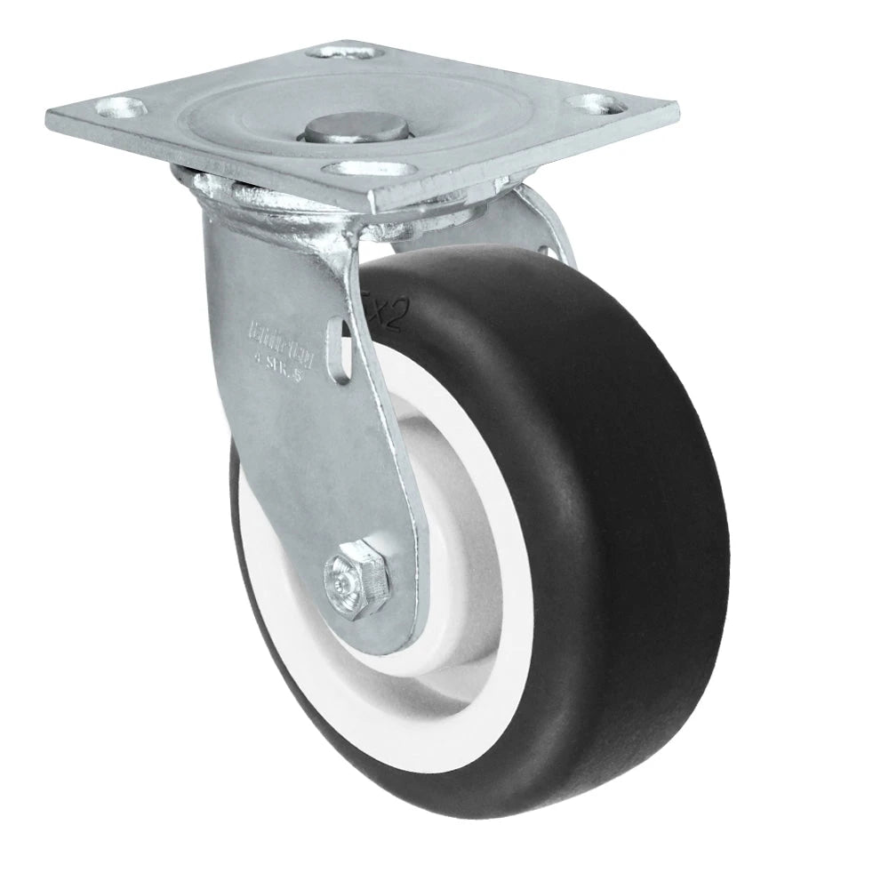 Durastar Medium Heavy Duty 34 Series - 5" x 2" Donut Thermoplastic Rubber Swivel Caster - 350 lb Capacity, & 4" x 4-1/2" Top Plate Durastar