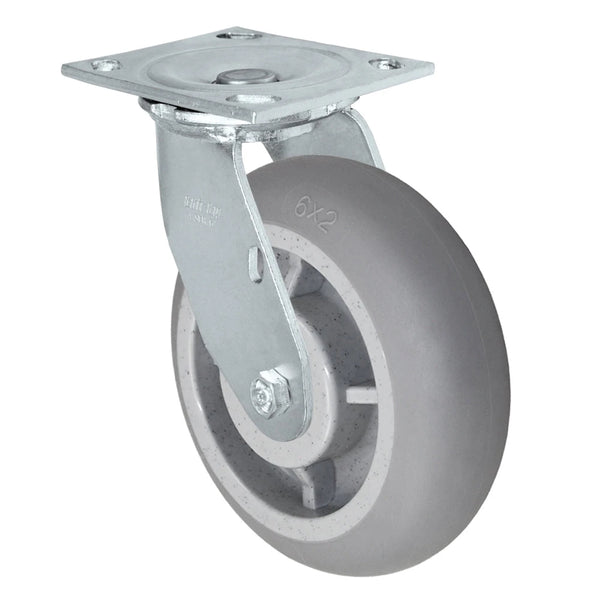 Durastar Medium Heavy Duty 34 Series - 5" x 2" Duratek Donut High Tech Rubber Swivel Caster - 500 lb Capacity, & 4" x 4-1/2" Top Plate Durastar