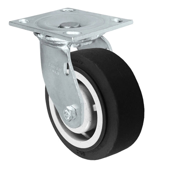 Durastar Medium Heavy Duty 34 Series - 5" x 2" Duratek High Tech Rubber Swivel Caster - 500 lb Capacity, & 4" x 4-1/2" Top Plate Durastar