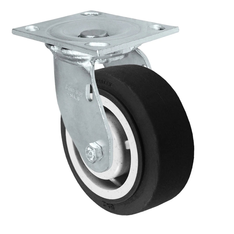 Durastar Medium Heavy Duty 34 Series - 5" x 2" Duratek High Tech Rubber Swivel Caster - 500 lb Capacity, & 4" x 4-1/2" Top Plate Durastar