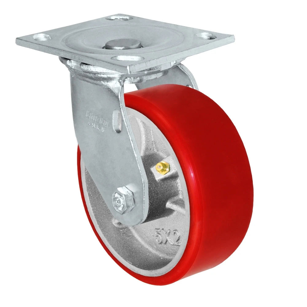Durastar Medium Heavy Duty 34 Series - 5" x 2" Polyurethane on Steel Swivel Caster - 1000 lb Capacity, & 4" x 4-1/2" Top Plate Durastar