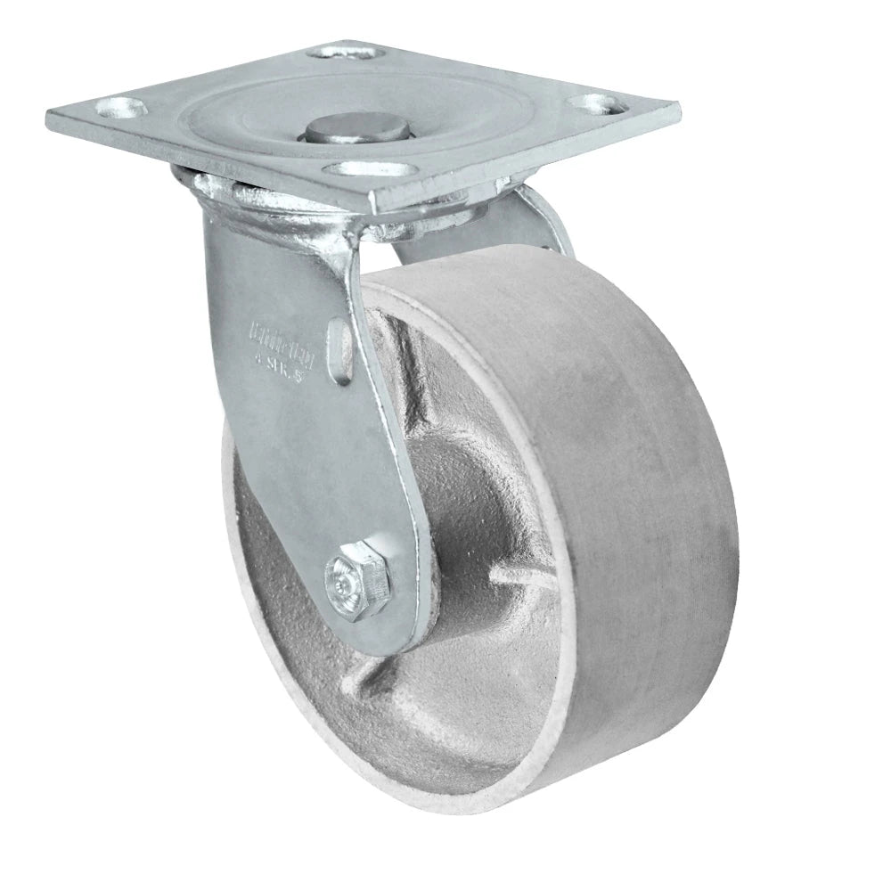 Durastar Medium Heavy Duty 34 Series - 5" x 2" Semi-Steel Swivel Caster - 1000 lb Capacity, & 4" x 4-1/2" Top Plate Durastar