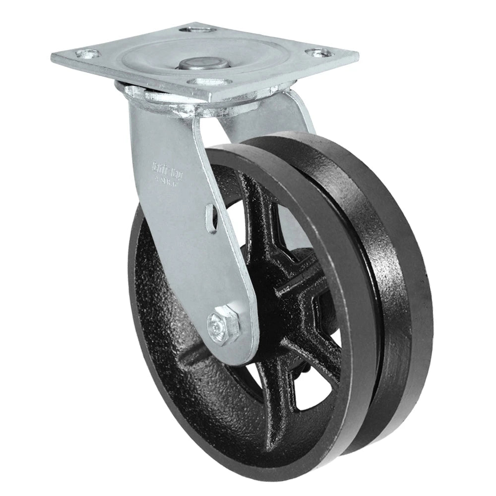 Durastar Medium Heavy Duty 34 Series - 5" x 2" V-Groove Swivel Caster - 1000 lb Capacity, & 4" x 4-1/2" Top Plate Durastar