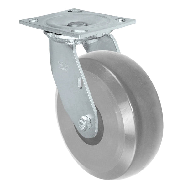 Durastar Medium Heavy Duty 34 Series - 6" x 2" Heavy Duty Solid Polyurethane on Glass-filled Nylon Swivel Caster - 1250 lb Capacity, & 4" x 4-1/2" Top Plate Durastar