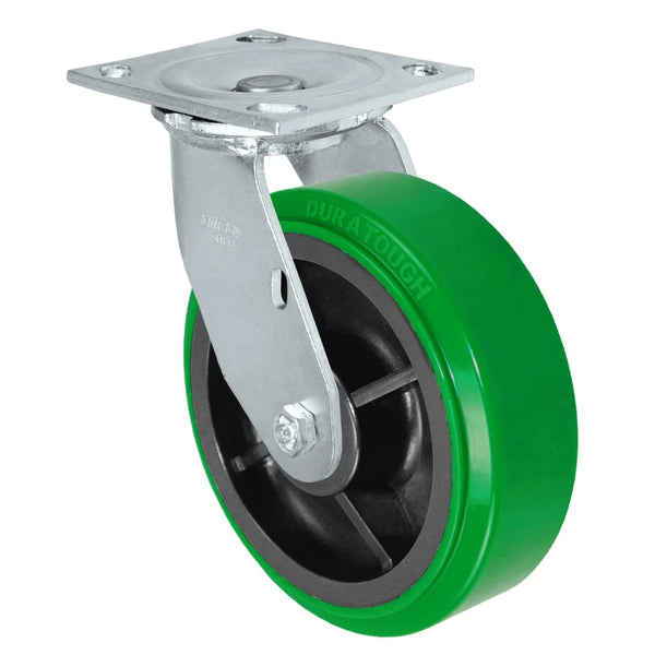Durastar Medium Heavy Duty 34 Series - 6" x 2" Polyurethane on Glass-filled Nylon Swivel Caster - 1200 lb Capacity, & 4" x 4-1/2" Top Plate Durastar