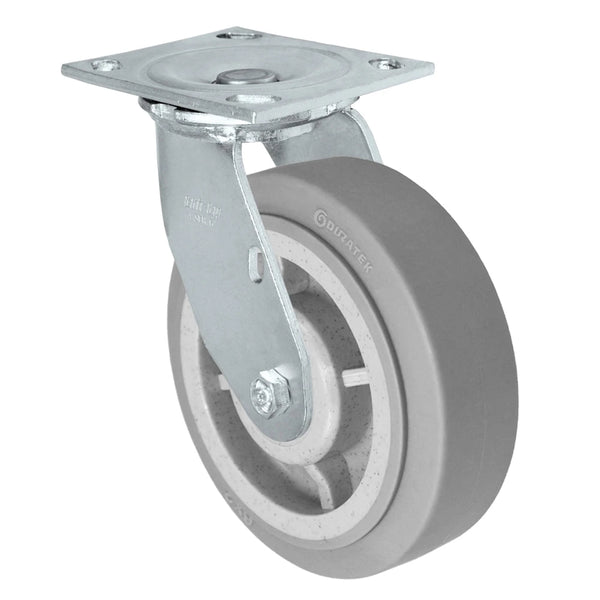Durastar Medium Heavy Duty 34 Series - 6" x 2" Duratek High Tech Rubber Swivel Caster - 600 lb Capacity, & 4" x 4-1/2" Top Plate Durastar