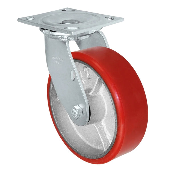 Durastar Medium Heavy Duty 34 Series - 6" x 2" Polyurethane on Steel Swivel Caster - 1200 lb Capacity, & 4" x 4-1/2" Top Plate Durastar