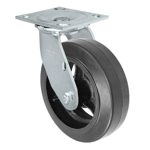 Durastar Medium Heavy Duty 34 Series - 6" x 2" Rubber on Steel Swivel Caster - 550 lb Capacity, & 4" x 4-1/2" Top Plate Durastar