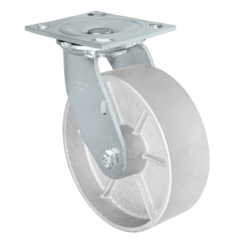 Durastar Medium Heavy Duty 34 Series - 6" x 2" Semi-Steel Swivel Caster - 1200 lb Capacity, & 4" x 4-1/2" Top Plate Durastar