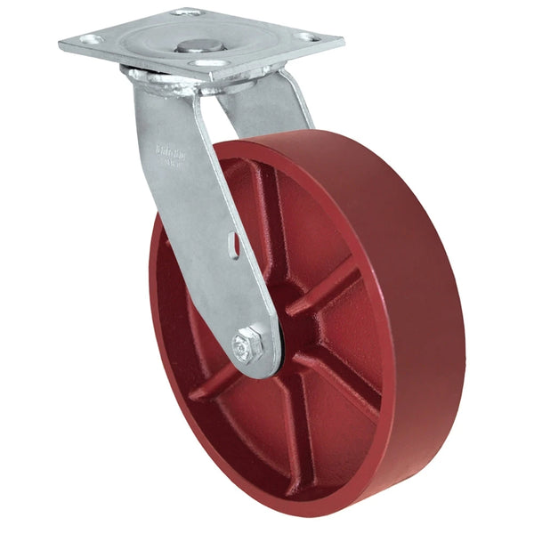 Durastar Medium Heavy Duty 34 Series - 8" x 2" Ductile Steel Swivel Caster - 1250 lb Capacity, & 4" x 4-1/2" Top Plate Durastar