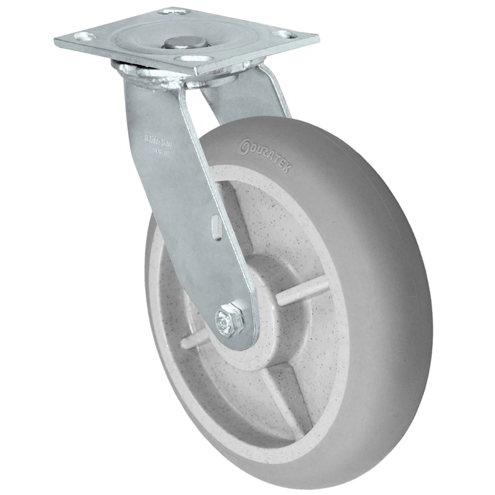 Durastar Medium Heavy Duty 34 Series - 8" x 2" Duratek Donut High Tech Rubber Swivel Caster - 675 lb Capacity, & 4" x 4-1/2" Top Plate Durastar