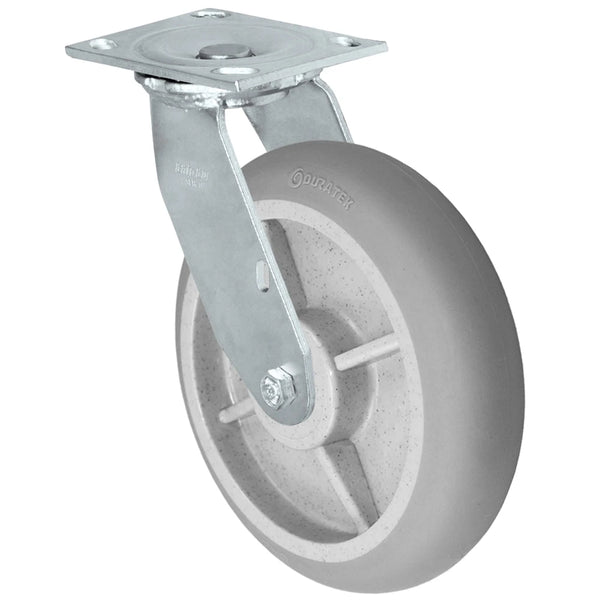 Durastar Medium Heavy Duty 34 Series - 8" x 2" Duratek Donut High Tech Rubber Swivel Caster - 675 lb Capacity, & 4" x 4-1/2" Top Plate Durastar