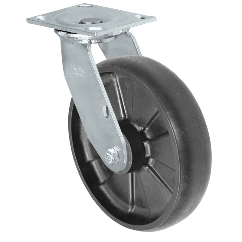 Durastar Medium Heavy Duty 34 Series - 8" x 2" Glass-filled Nylon Swivel Caster - 1250 lb Capacity, & 4" x 4-1/2" Top Plate Durastar