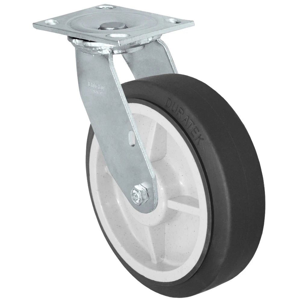 Durastar Medium Heavy Duty 34 Series - 8" x 2" Duratek High Tech Rubber Swivel Caster - 675 lb Capacity, & 4" x 4-1/2" Top Plate Durastar