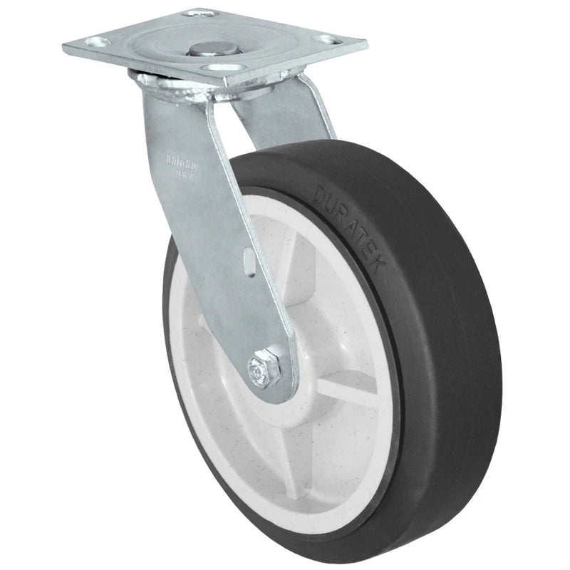 Durastar Medium Heavy Duty 34 Series - 8" x 2" Duratek High Tech Rubber Swivel Caster - 675 lb Capacity, & 4" x 4-1/2" Top Plate Durastar