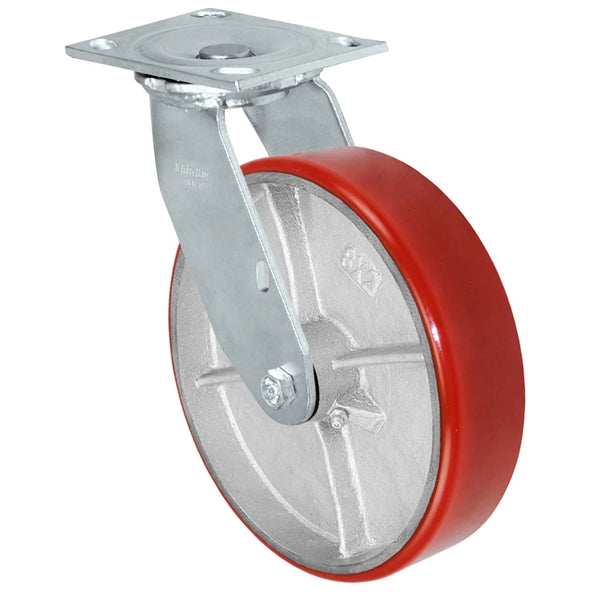 Durastar Medium Heavy Duty 34 Series - 8" x 2" Polyurethane on Steel Swivel Caster - 1250 lb Capacity, & 4" x 4-1/2" Top Plate Durastar