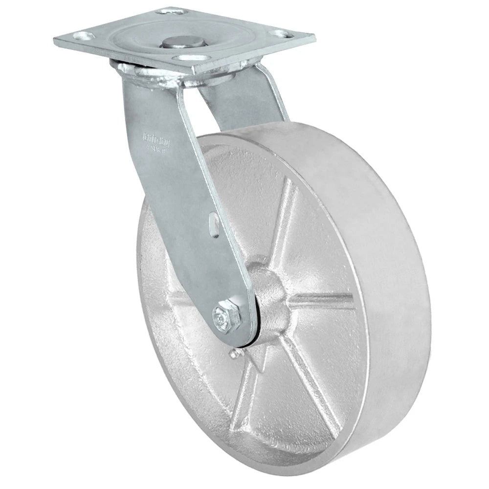 Durastar Medium Heavy Duty 34 Series - 8" x 2" Semi-Steel Swivel Caster - 1250 lb Capacity, & 4" x 4-1/2" Top Plate Durastar
