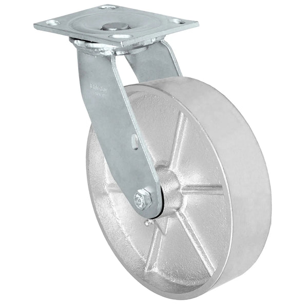 Durastar Medium Heavy Duty 34 Series - 8" x 2" Semi-Steel Swivel Caster - 1250 lb Capacity, & 4" x 4-1/2" Top Plate Durastar