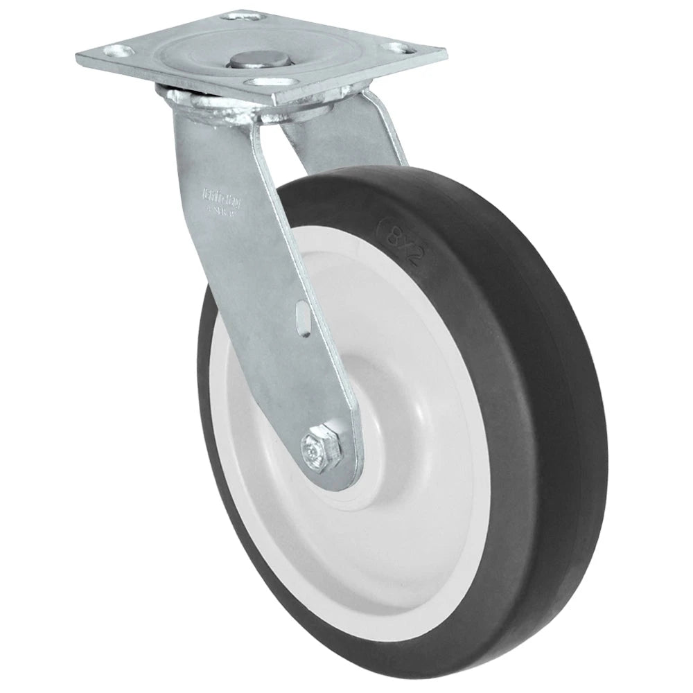Durastar Medium Heavy Duty 34 Series - 8" x 2" Thermoplastic Rubber Swivel Caster - 600 lb Capacity, & 4" x 4-1/2" Top Plate Durastar