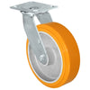 Durastar Medium Heavy Duty 34 Series - 8" x 2" Sirius Heavy Duty Polyurethane on Aluminum Swivel Caster - 1250 lb Capacity, & 4" x 4-1/2" Top Plate Durastar