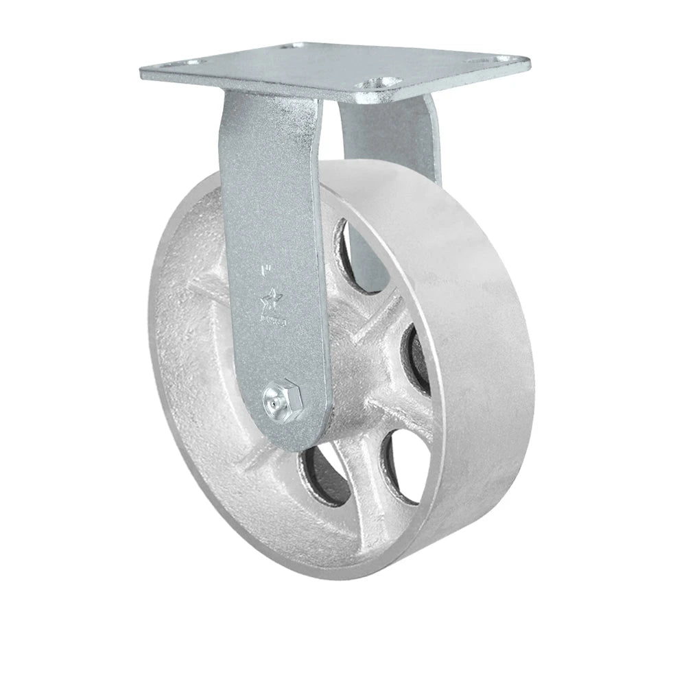 Durastar Medium Heavy Duty 35 Series - 8" x 2" Semi-Steel Rigid Caster - 1400 lb Capacity, Choose Bearing Option Durastar