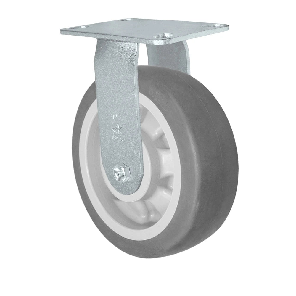 Durastar Medium Heavy Duty 35 Series - 8" x 2" Thermoplastic Rubber Rigid Caster - 600 lb Capacity, Choose Bearing Option Durastar