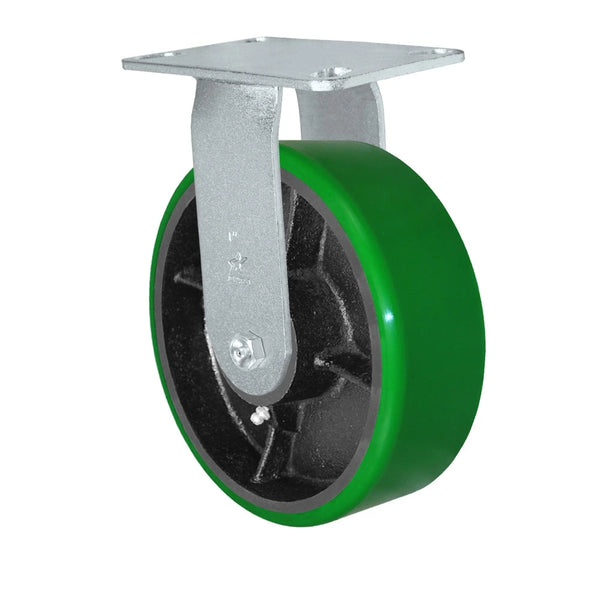 Durastar Medium Heavy Duty 35 Series - 8" x 2-1/2" Polyurethane on Steel Rigid Caster - 1500 lb Capacity, Choose Bearing Option Durastar