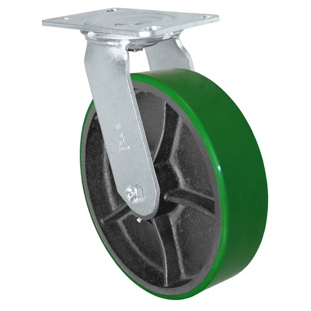 Durastar Medium Heavy Duty 35 Series - 10" x 2-1/2" Polyurethane on Steel Swivel Caster - 1500 lb Capacity, Choose Bearing Option Durastar