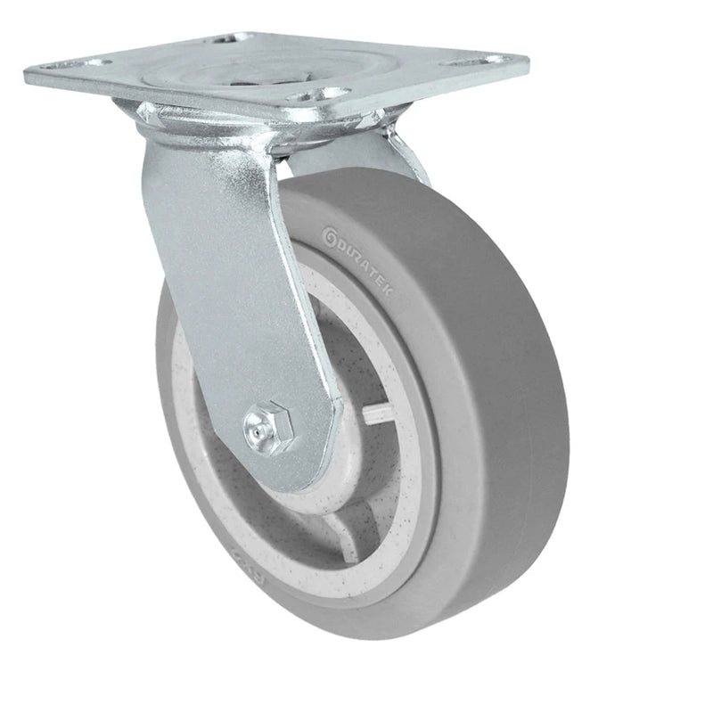 Durastar Medium Heavy Duty 35 Series - 5" x 2" Duratek High Tech Rubber Swivel Caster - 500 lb Capacity, Choose Bearing Option Durastar