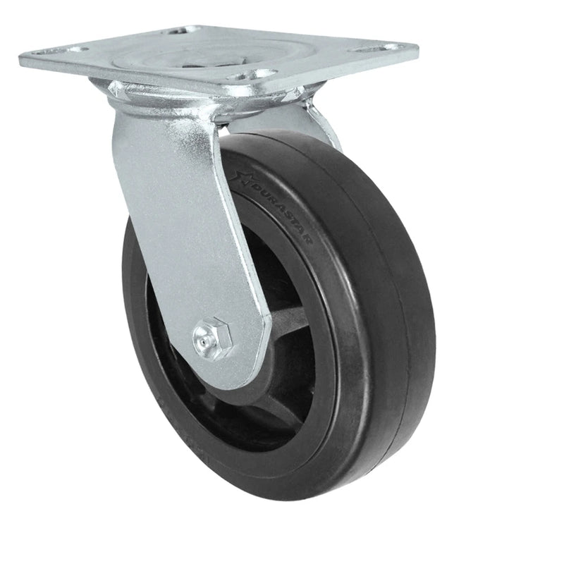 Durastar Medium Heavy Duty 35 Series - 5" x 2" Rubber on Glass-filled Nylon Swivel Caster - 450 lb Capacity, Choose Bearing Option Durastar