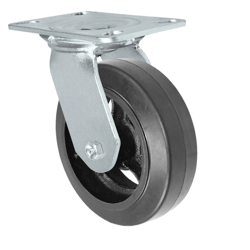 Durastar Medium Heavy Duty 35 Series - 5" x 2" Rubber on Steel Swivel Caster - 450 lb Capacity, Choose Bearing Option Durastar