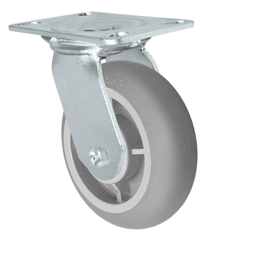 Durastar Medium Heavy Duty 35 Series - 6" x 2" Donut Thermoplastic Rubber Swivel Caster - 500 lb Capacity, Choose Bearing Option Durastar