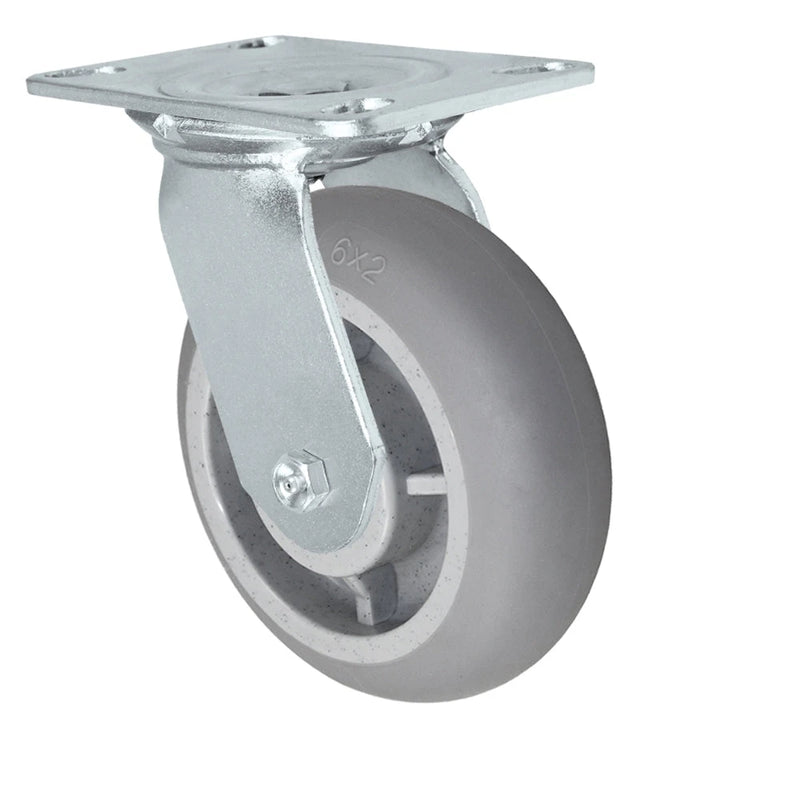 Durastar Medium Heavy Duty 35 Series - 6" x 2" Duratek Donut High Tech Rubber Swivel Caster - 600 lb Capacity, Choose Bearing Option Durastar