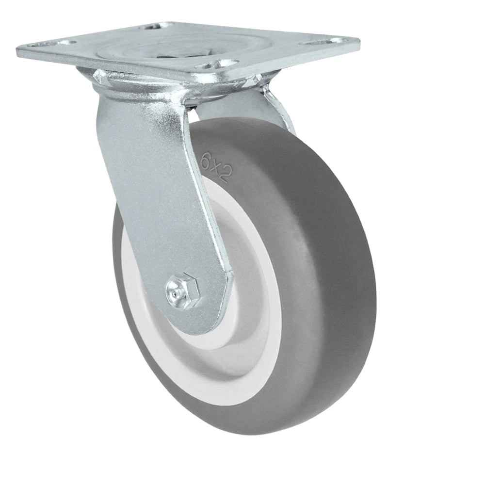 Durastar Medium Heavy Duty 35 Series - 6" x 2" Thermoplastic Rubber Swivel Caster - 500 lb Capacity, Choose Bearing Option Durastar