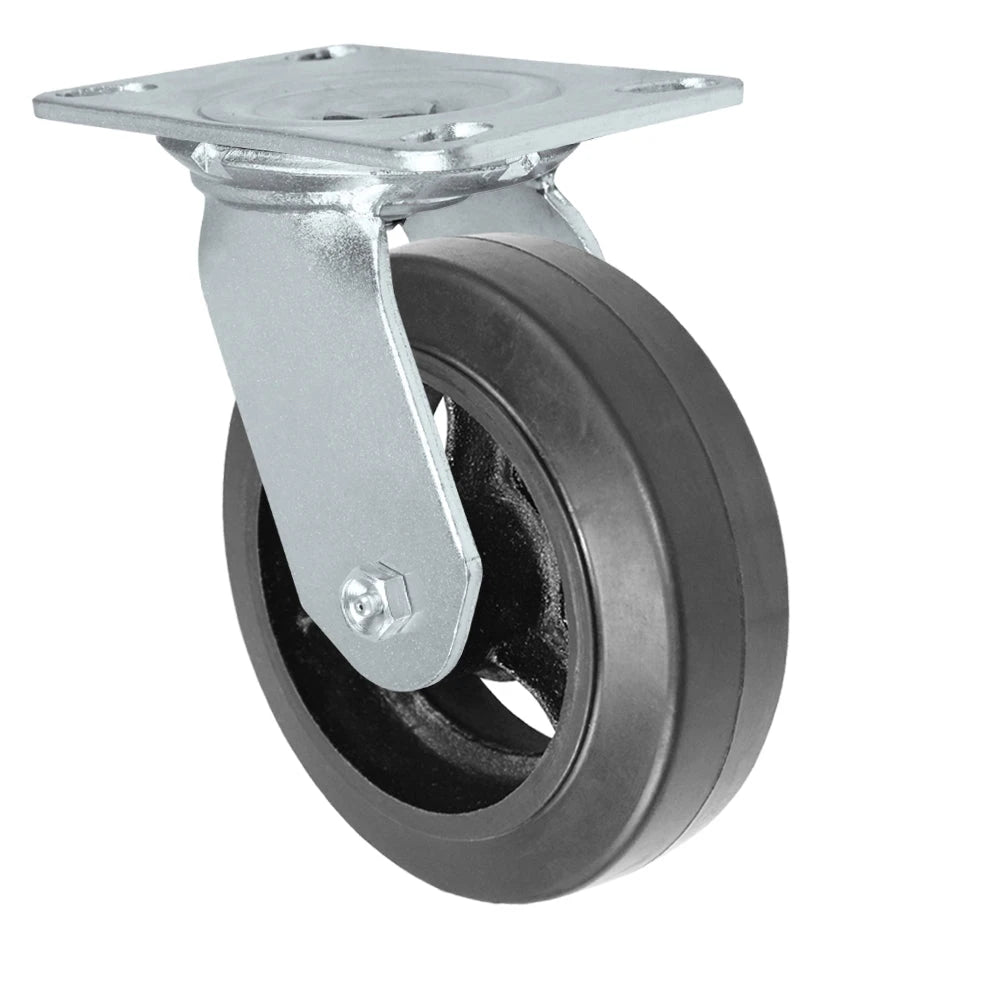Durastar Medium Heavy Duty 35 Series - 6" x 2-1/2" Rubber on Steel Swivel Caster - 700 lb Capacity, Choose Bearing Option Durastar