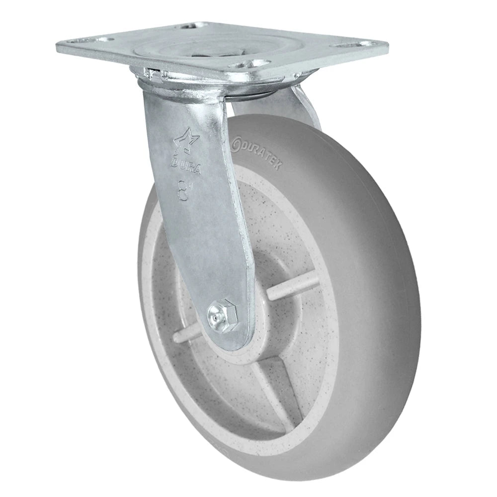 Durastar Medium Heavy Duty 35 Series - 8" x 2" Duratek Donut High Tech Rubber Swivel Caster - 675 lb Capacity, Choose Bearing Option Durastar