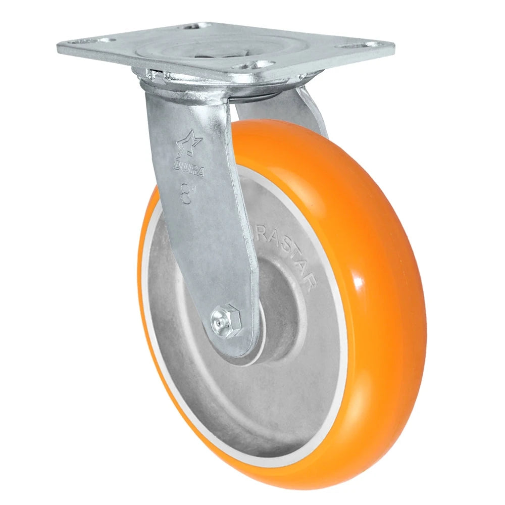 Durastar Medium Heavy Duty 35 Series - 8" x 2" Sirius HD Donut Polyurethane on Aluminum Swivel Caster - 1500 lb Capacity, Choose Bearing Option Durastar