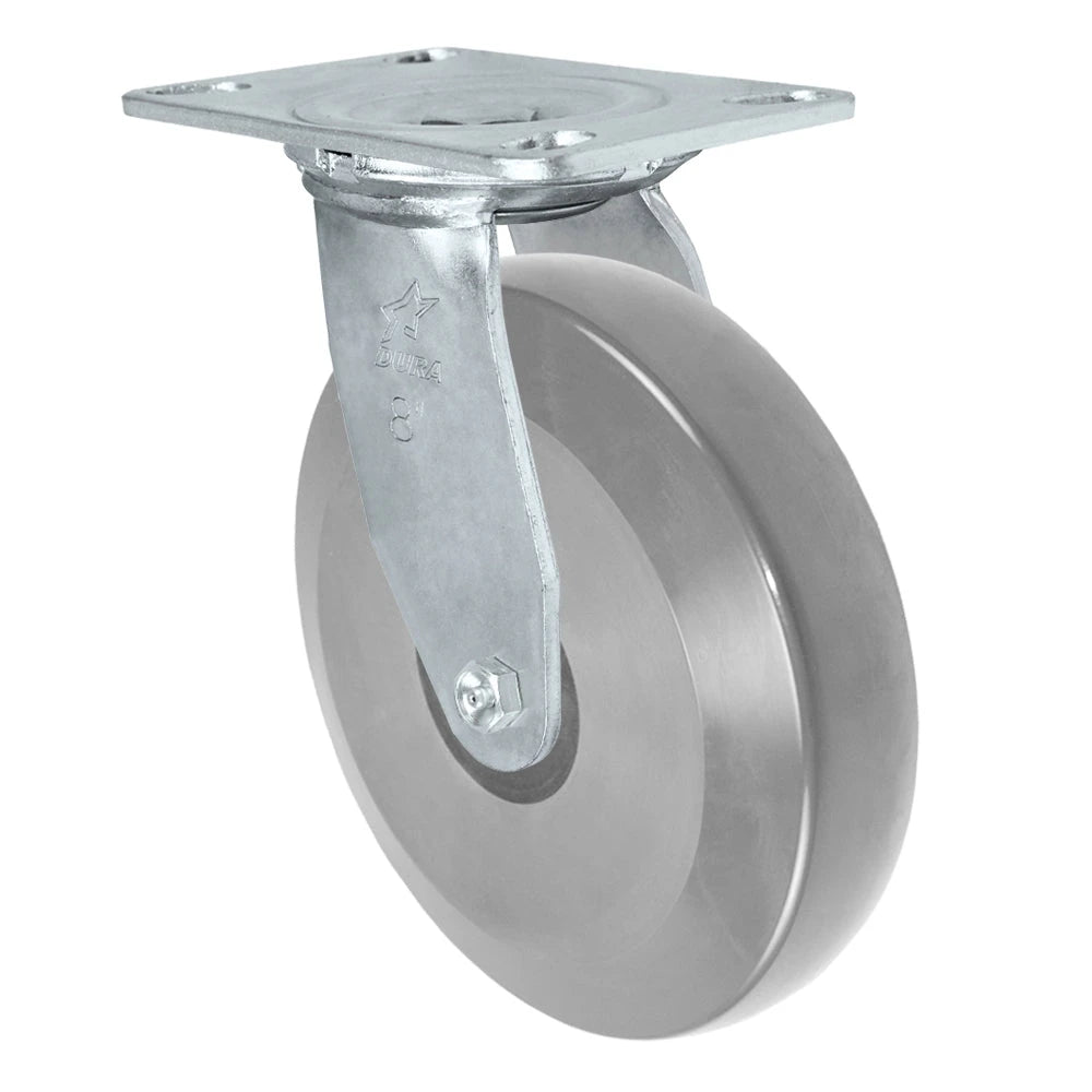 Durastar Medium Heavy Duty 35 Series - 8" x 2" HD Solid Polyurethane on Glass-filled Nylon Swivel Caster - 1500 lb Capacity, Choose Bearing Option Durastar