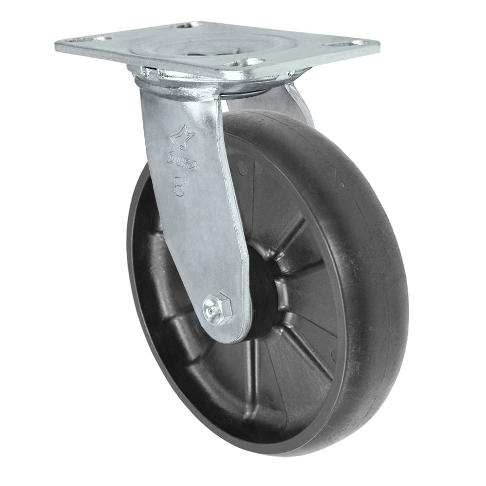 Durastar Medium Heavy Duty 35 Series - 8" x 2" Glass-filled Nylon Swivel Caster - 1400 lb Capacity, Choose Bearing Option Durastar