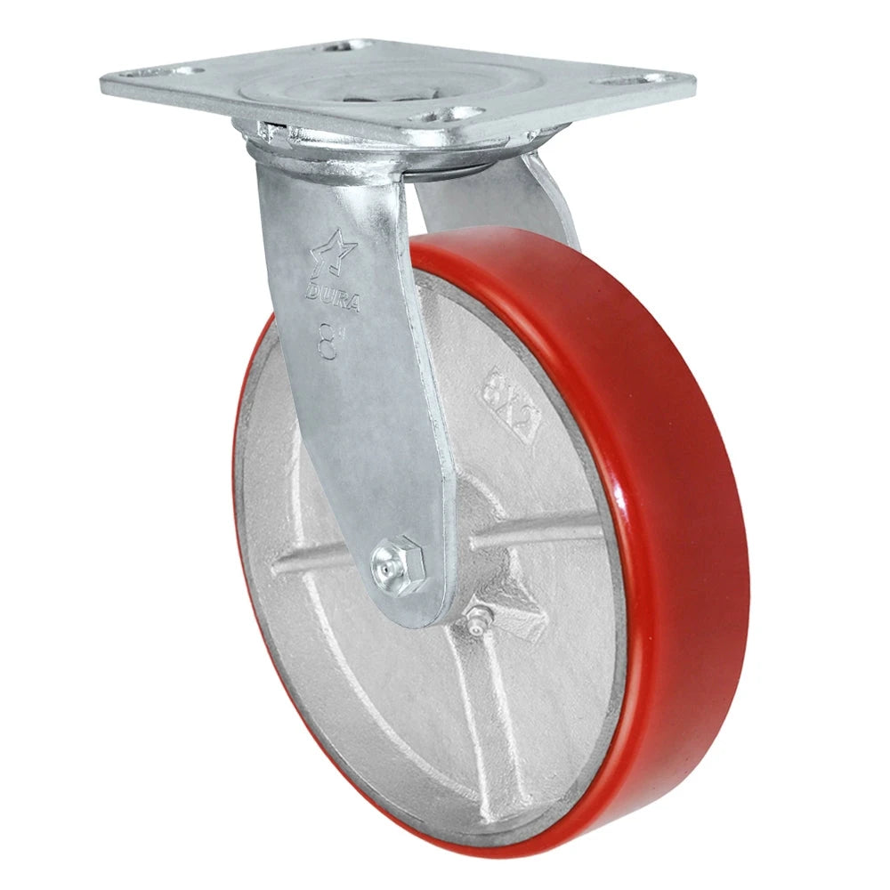 Durastar Medium Heavy Duty 35 Series - 8" x 2" Polyurethane on Steel Swivel Caster - 1400 lb Capacity, Choose Bearing Option Durastar