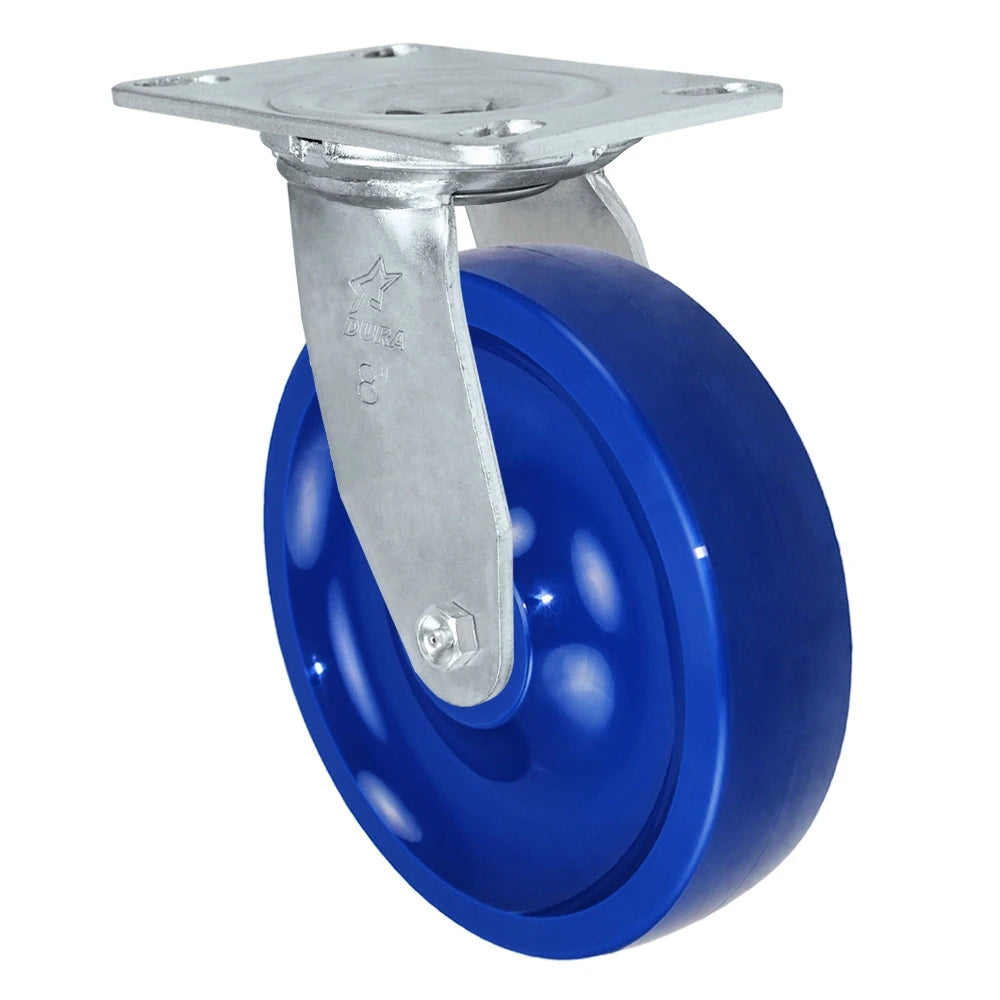 Durastar Medium Heavy Duty 35 Series - 8" x 2" Solid Polyurethane Swivel Caster - 1400 lb Capacity, Choose Bearing Option Durastar