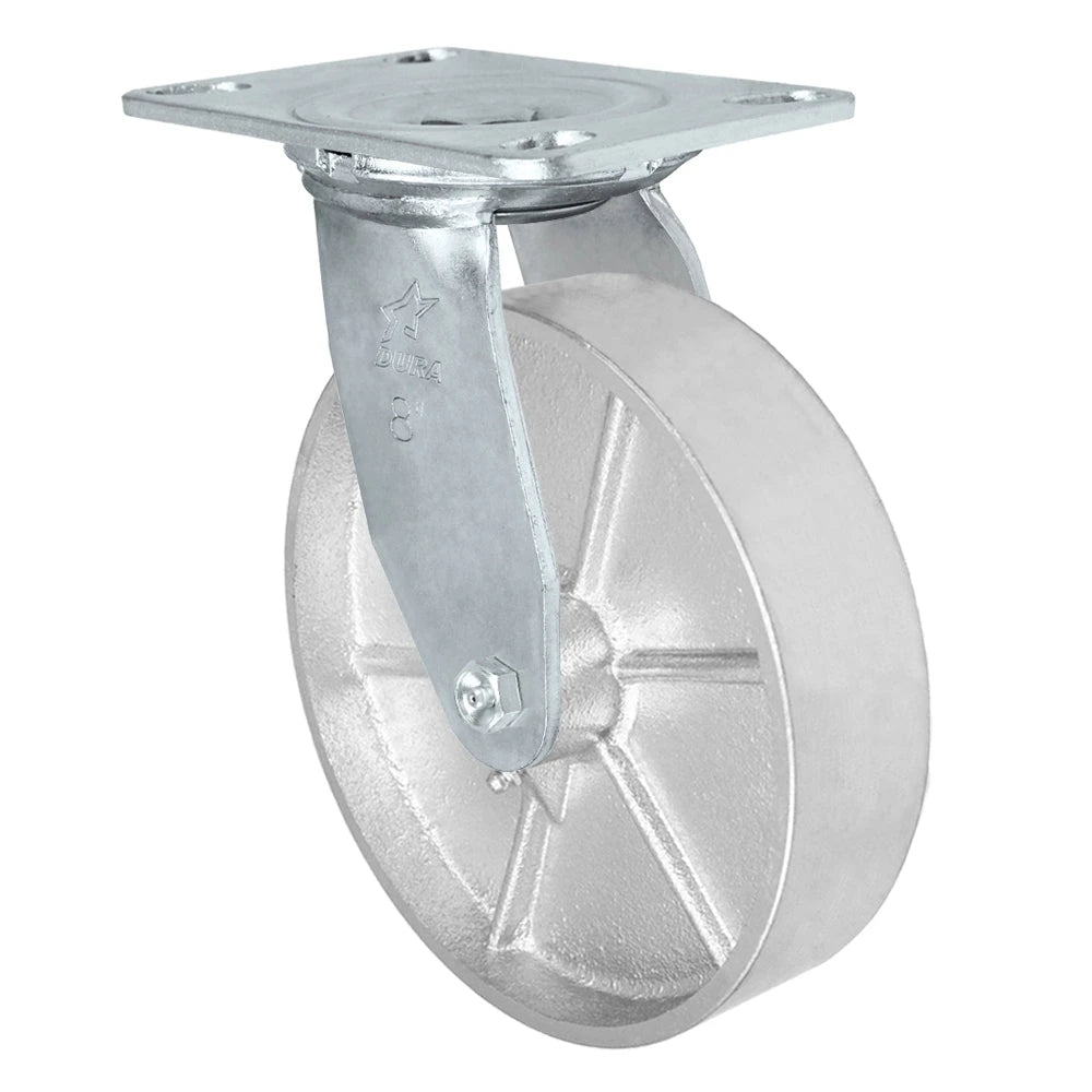 Durastar Medium Heavy Duty 35 Series - 8" x 2" Semi-Steel Swivel Caster - 1400 lb Capacity, Choose Bearing Option Durastar