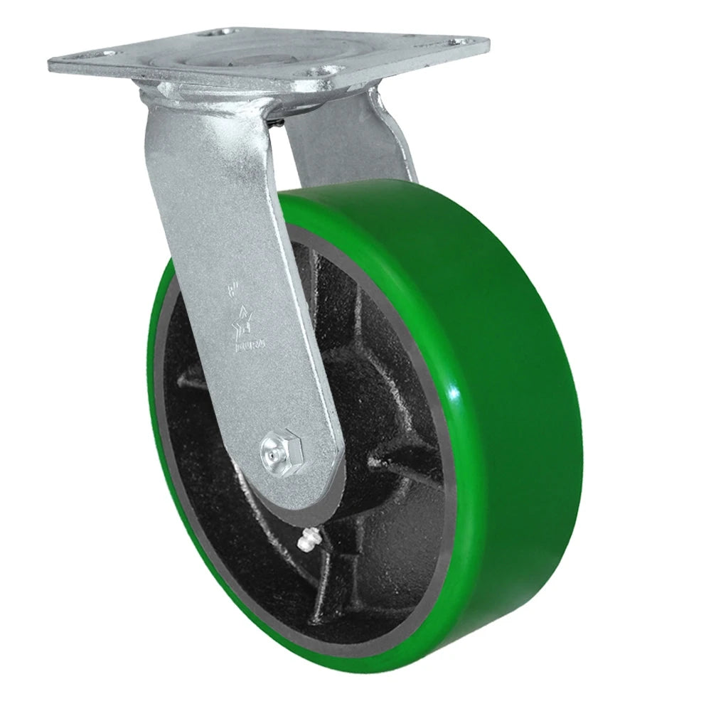 Durastar Medium Heavy Duty 35 Series - 8" x 2-1/2" Polyurethane on Steel Swivel Caster - 1500 lb Capacity, Choose Bearing Option Durastar