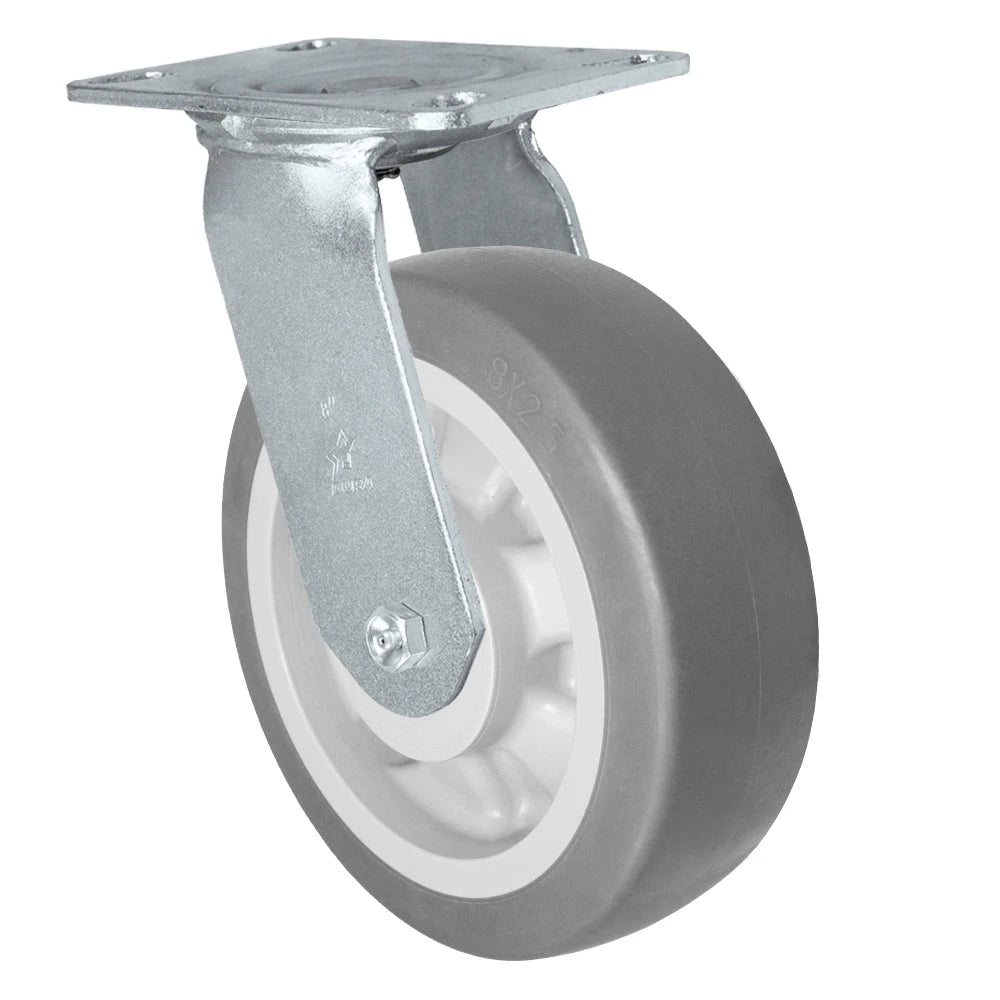 Durastar Medium Heavy Duty 35 Series - 8" x 2-1/2" Thermoplastic Rubber Swivel Caster - 700 lb Capacity, Choose Bearing Option Durastar