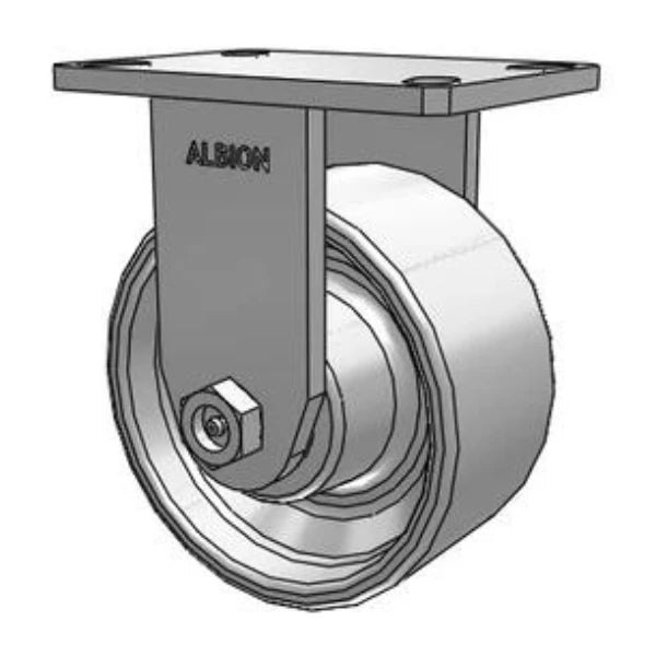 Kingpinless 6x3 Cast Iron Wheel Rigid Caster - 2800 lb Load Capacity, 6.25x4.5 Top Plate Albion-Casters
