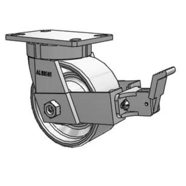 6"x3" Kingpinless Cast Iron Wheel Caster with Face Brake, 2800 lb Capacity Albion-Casters